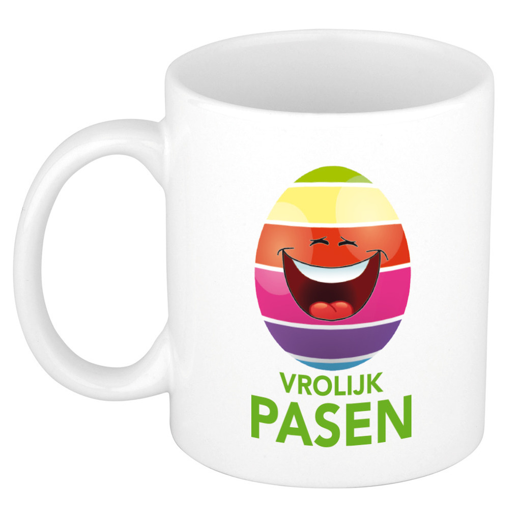 Vrolijk Pasen / paasei die lacht mok/ beker - Pasen mokken