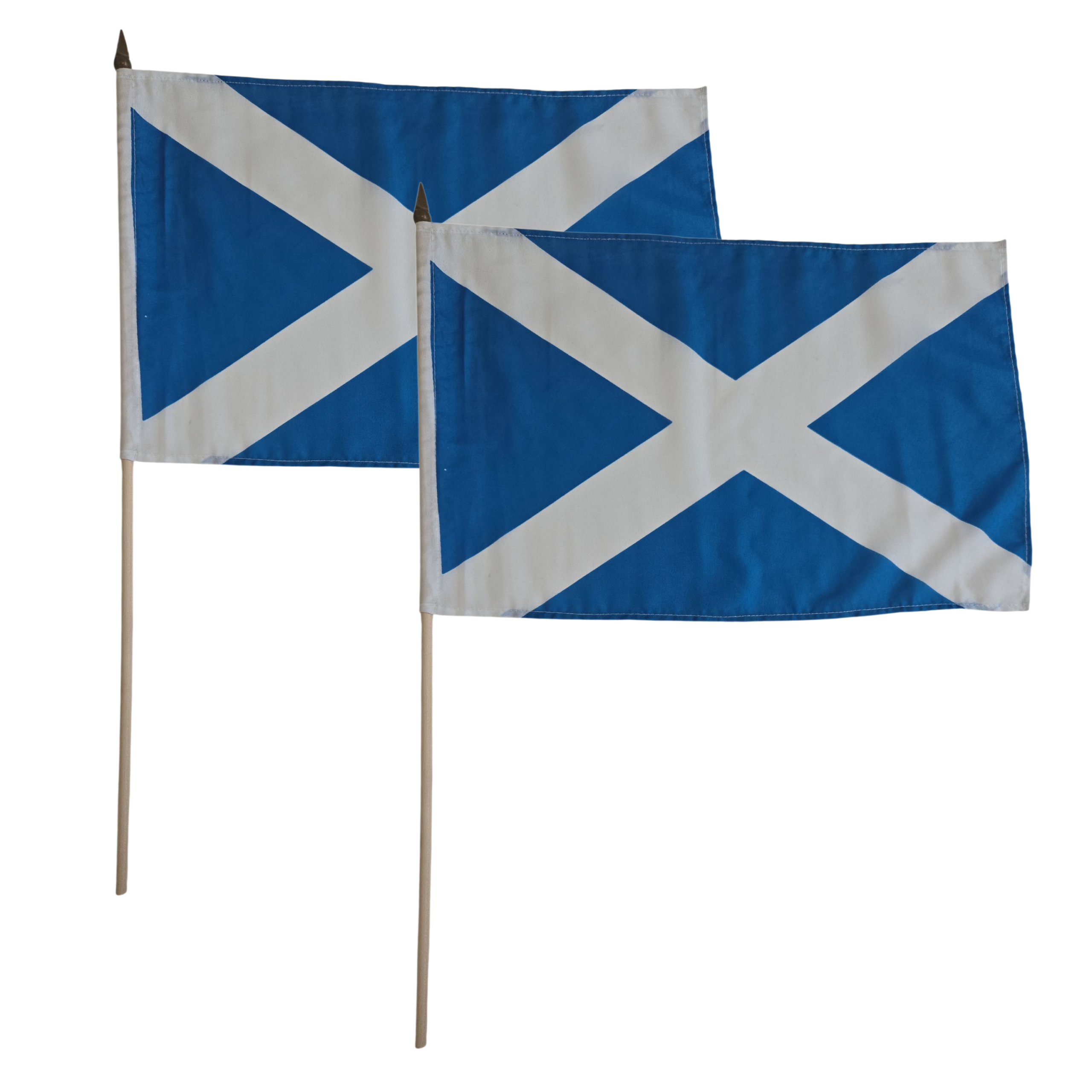 Zwaaivlag Schotland - 2x - blauw/wit - polyester - 30x45 cm - op stok