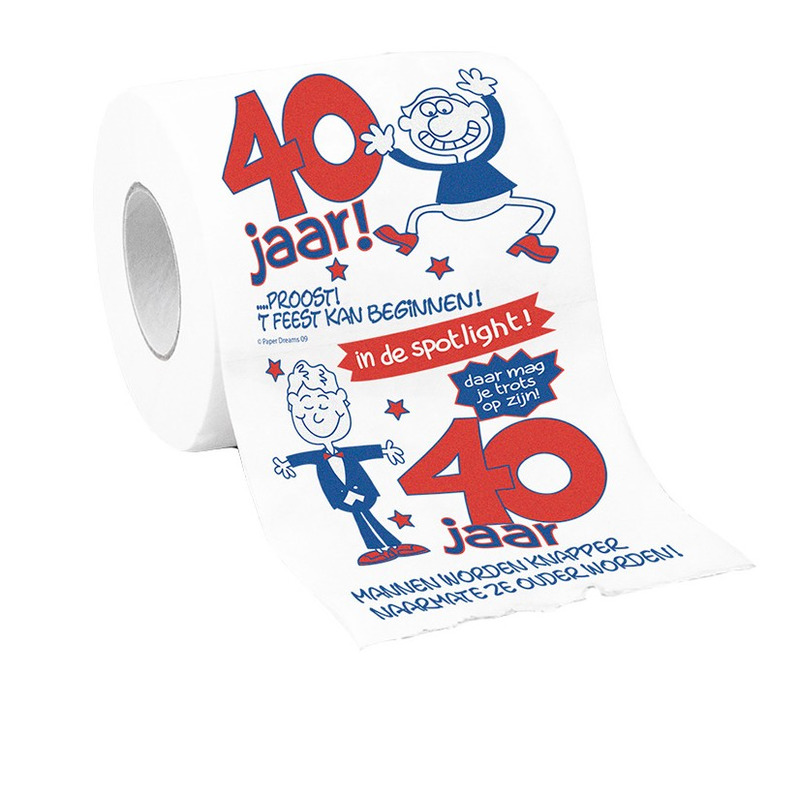 Rollen toiletpapier 40 jaar man - 40e verjaardag - verjaardagscadeau - feestartikelen