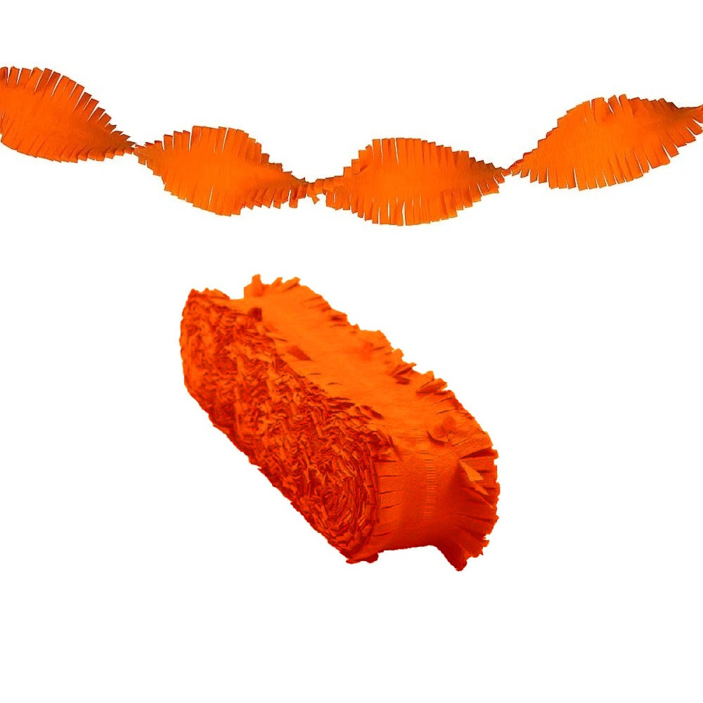 Feest/verjaardag/Koningsdag slinger - crepepapier - oranje - 24 meter