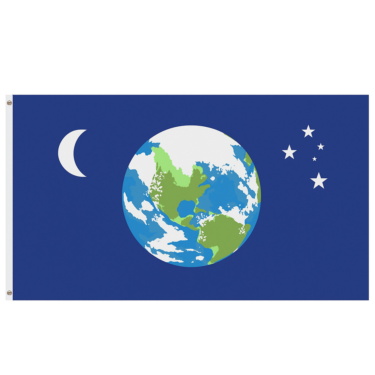 Wereldbol vlag met maan en sterren - 150 x 90 cm - zuinig op de aarde