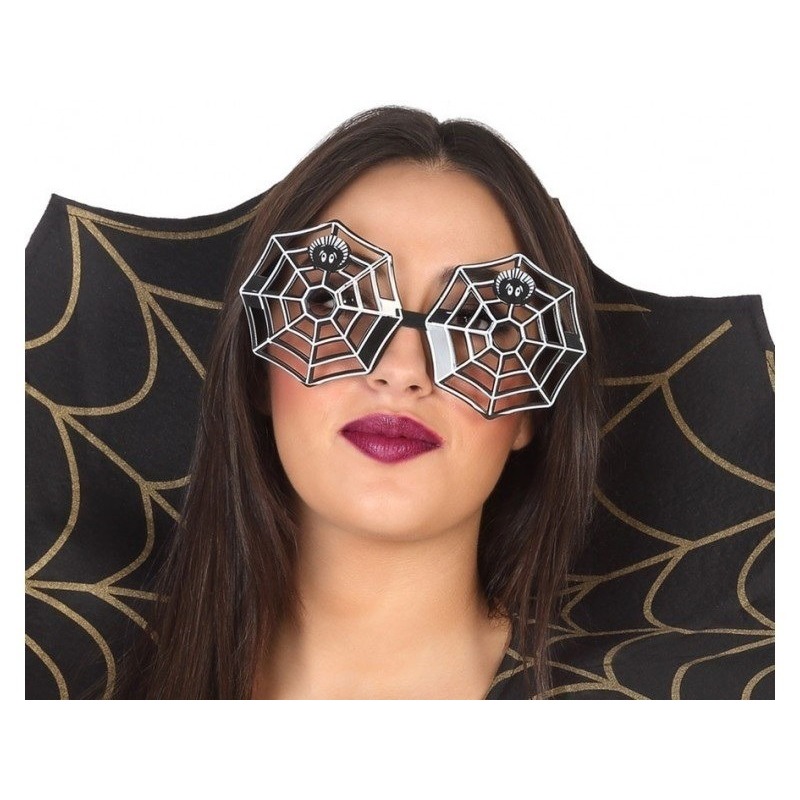 Halloween/horror spinnenweb bril - zwart - volwassenen - verkleed accessoire - zonnebril