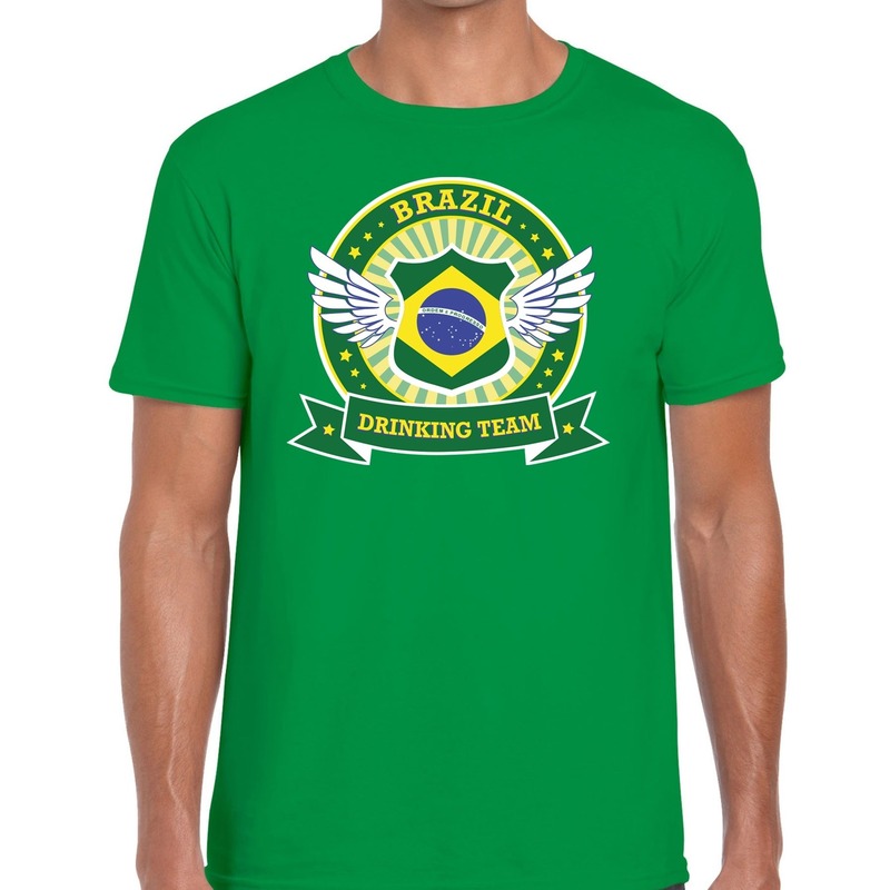 Brazilie - Brasil drinking team t-shirt - groen - voor heren - supporters - fans