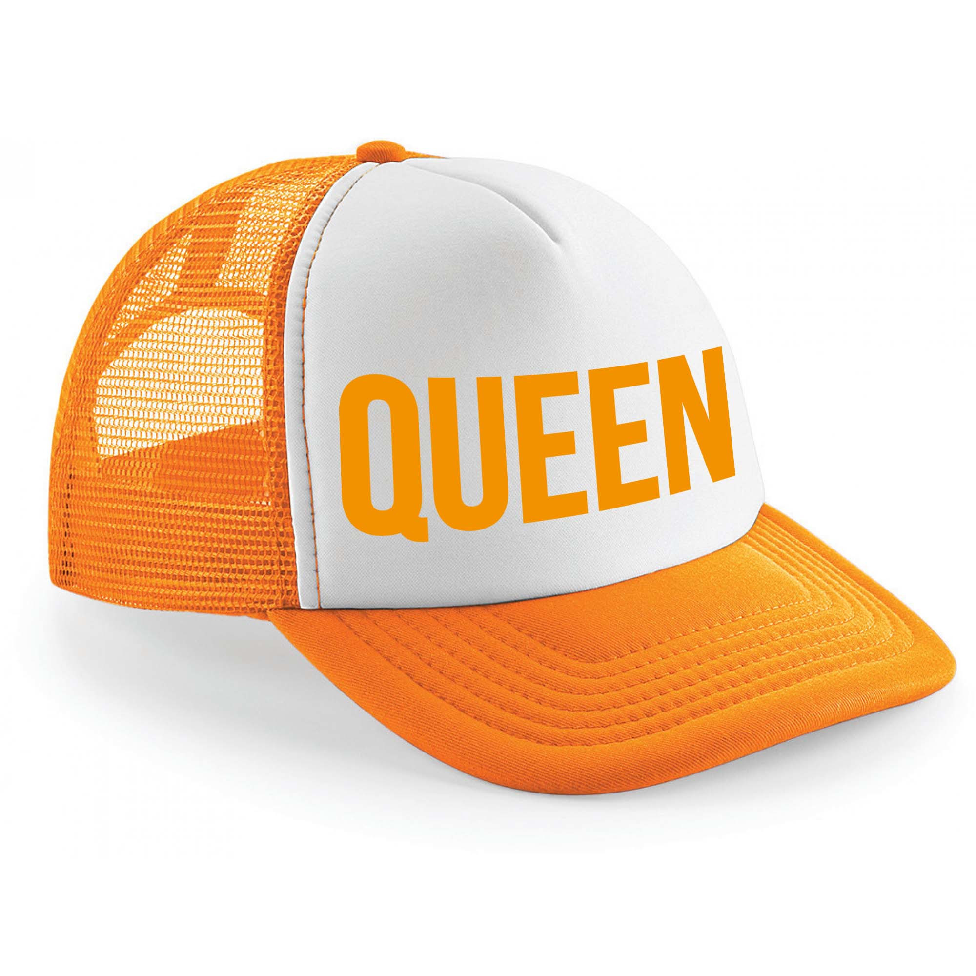 Koningsdag snapback/cap - Queen - oranje/wit - dames - pet - koningin