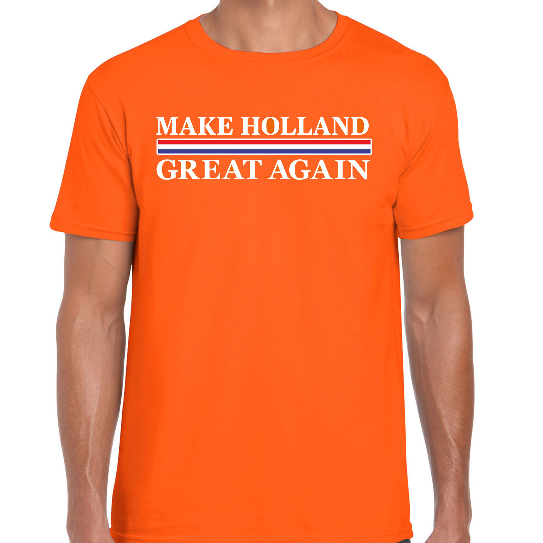 Koningsdag verkleed t-shirt heren - make Holland great again - oranje