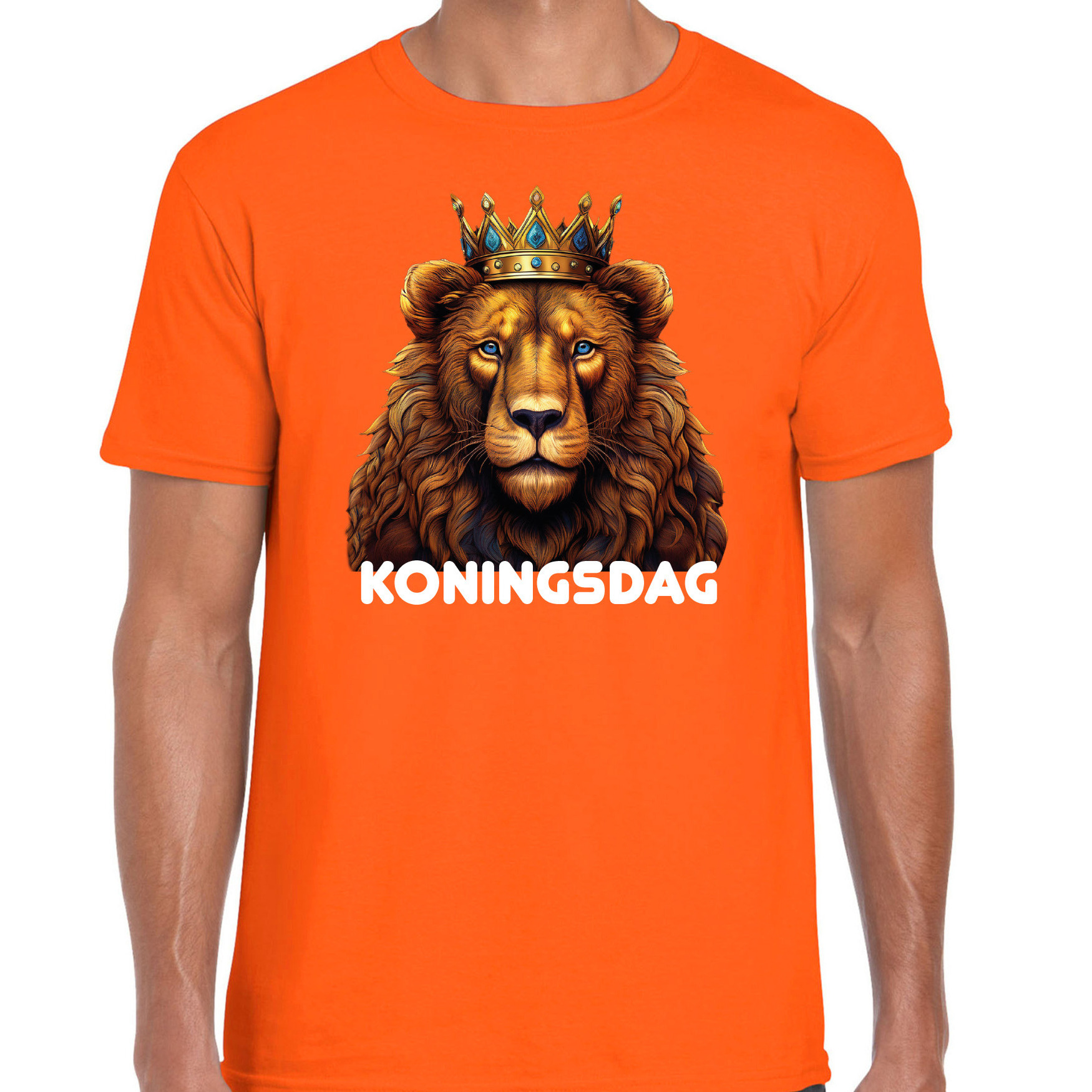 Koningsdag verkleed t-shirt heren - leeuw - Koningsdag - oranje