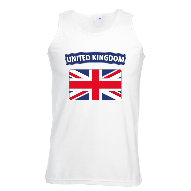 Singlet shirt/ tanktop Engelse vlag wit heren