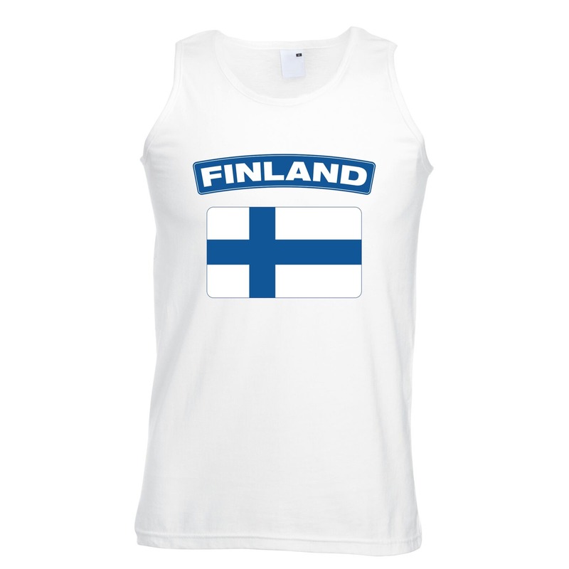 Singlet shirt/ tanktop Finse vlag wit heren