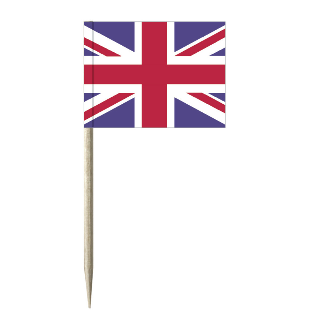 Cocktailprikkers vlag Engeland - 50x stuks - 8 cm vlaggetjes - landen decoratie - Prikkertjes