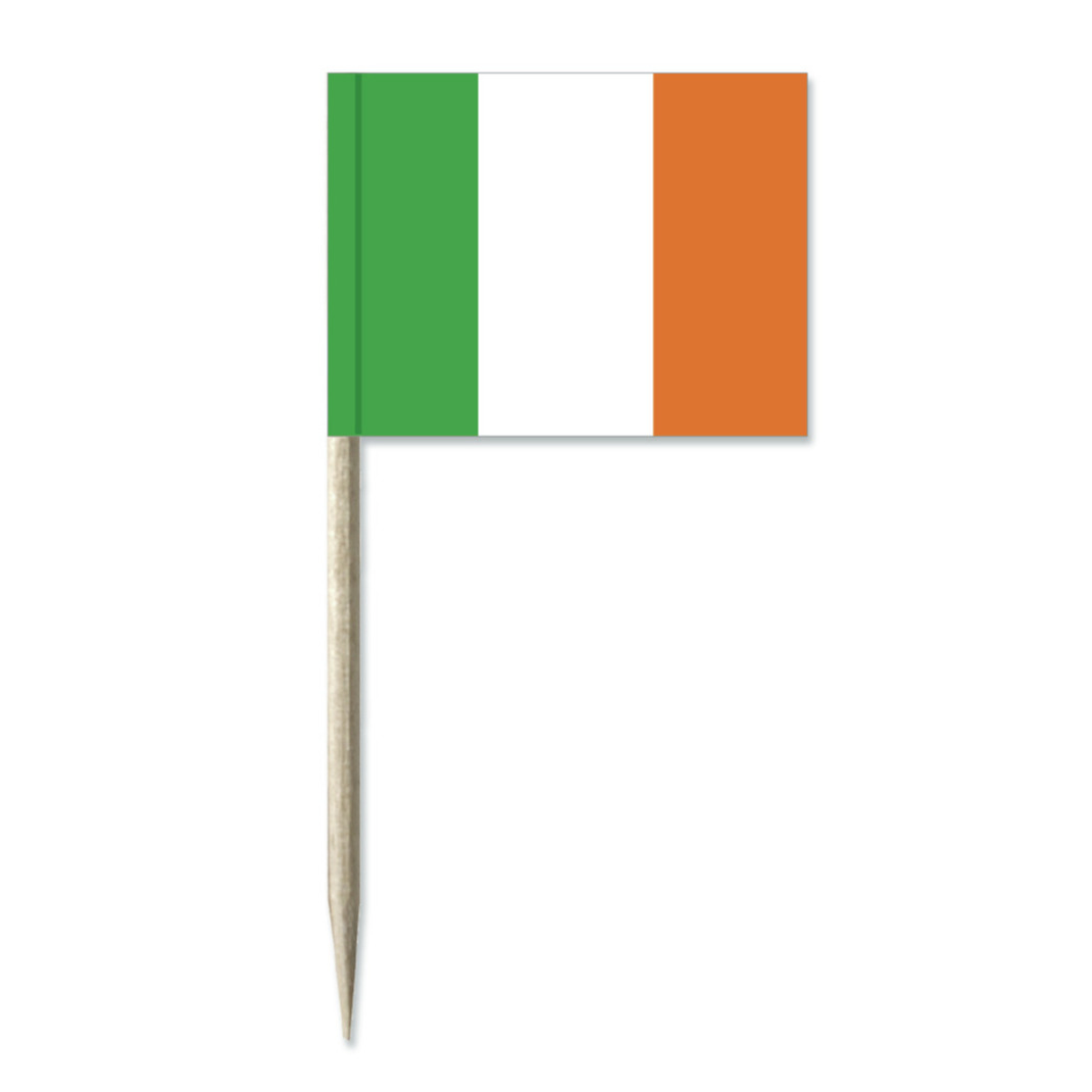 Cocktailprikkers vlag Ierland - 50x stuks - 8 cm vlaggetjes - Ierse landen decoratie - Prikkertjes