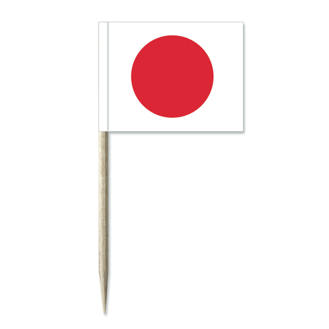 Cocktailprikkers vlag Japan - 50x stuks - 8 cm vlaggetjes - landen decoratie - Prikkertjes