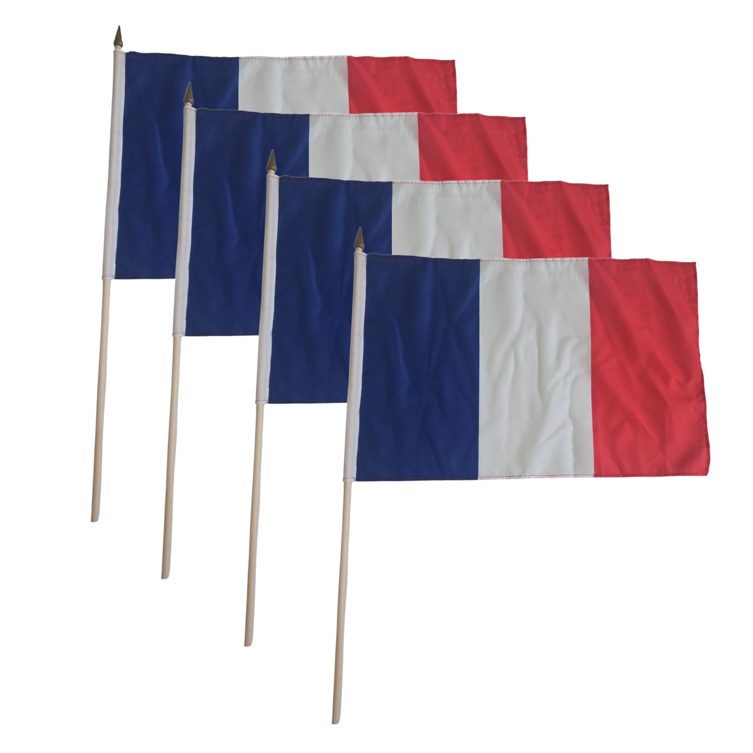 Luxe zwaaivlag Frankrijk - 4x - 30 x 45 cm - op stok - landen versiering