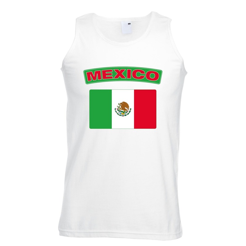 Singlet shirt/ tanktop Mexico vlag wit heren