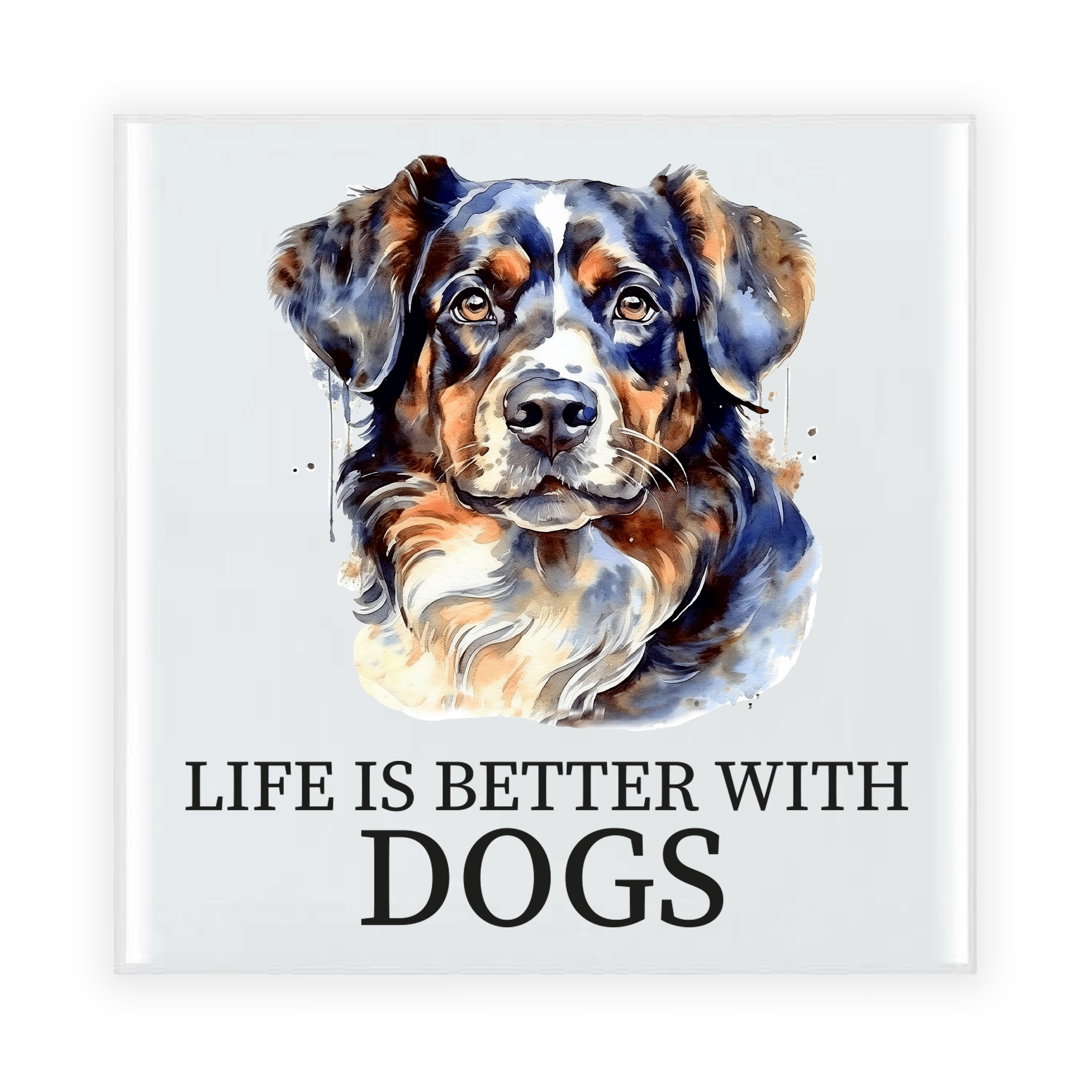 Cadeau tegel hondenliefhebber - Border Collie hond - keramiek - waterverf - 15 x 15 cm