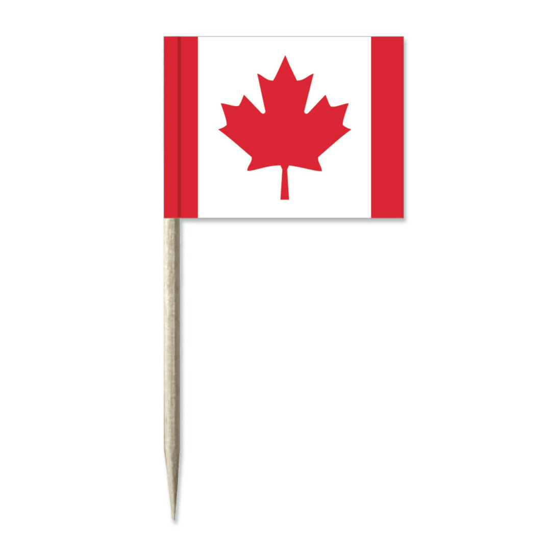 Cocktailprikkers vlag Canada - 50x stuks - 8 cm vlaggetjes - landen decoratie - Prikkertjes