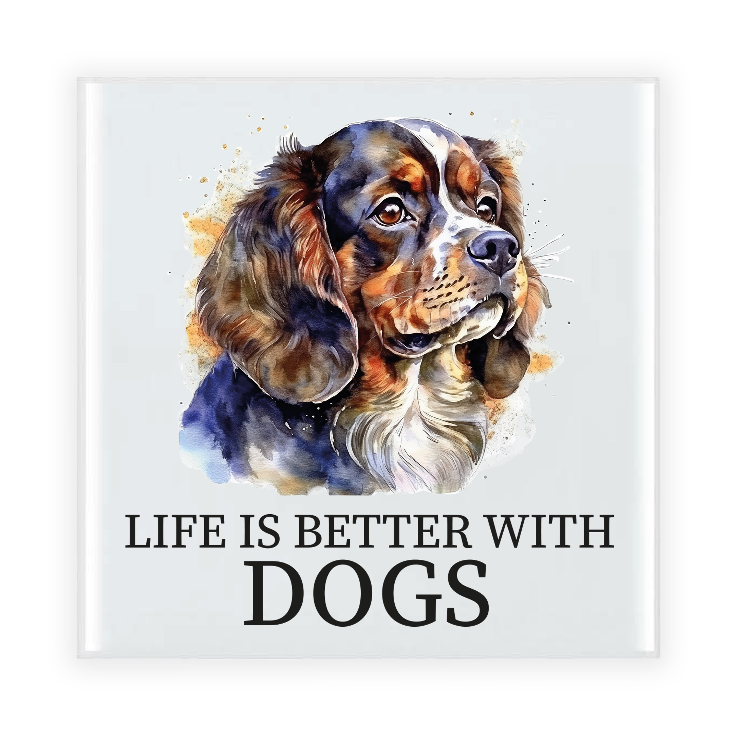 Cadeau tegel hondenliefhebber - Cavalier King Charles Spaniel hond - keramiek - waterverf - 15 x 15