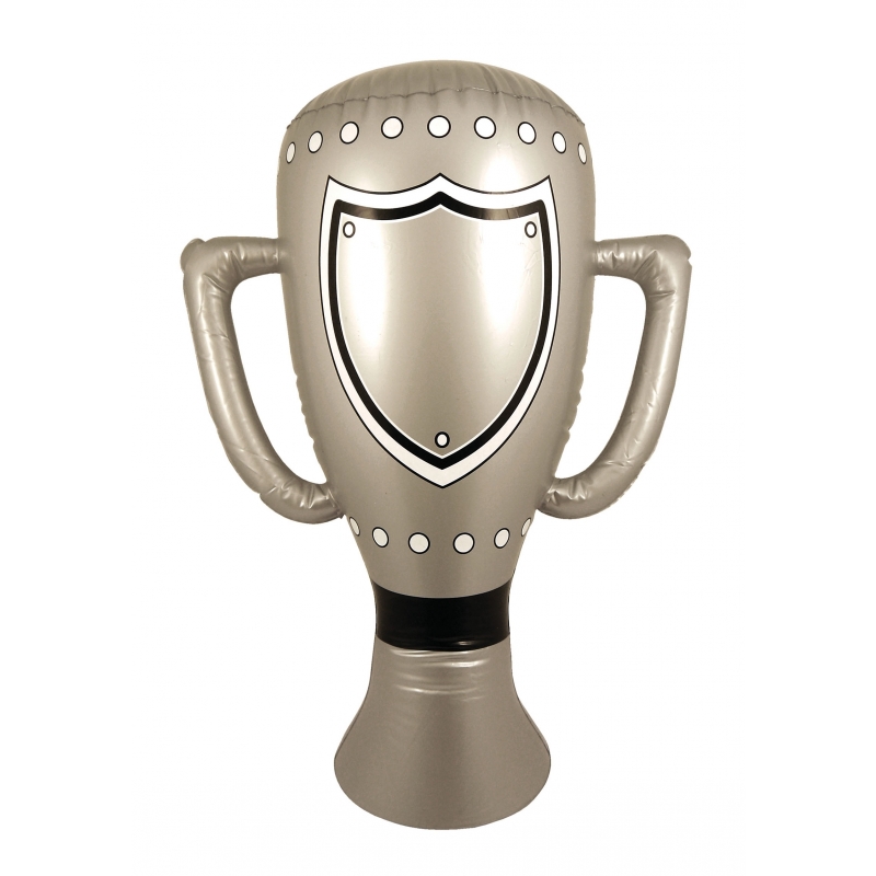 Opblaasbare winnaars trofee - 60 cm - zilver - Feestartikelen voor supporters - bokaal