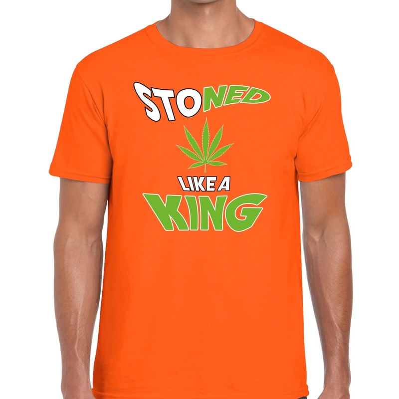 Oranje Koningsdag Stoned like a king t-shirt heren
