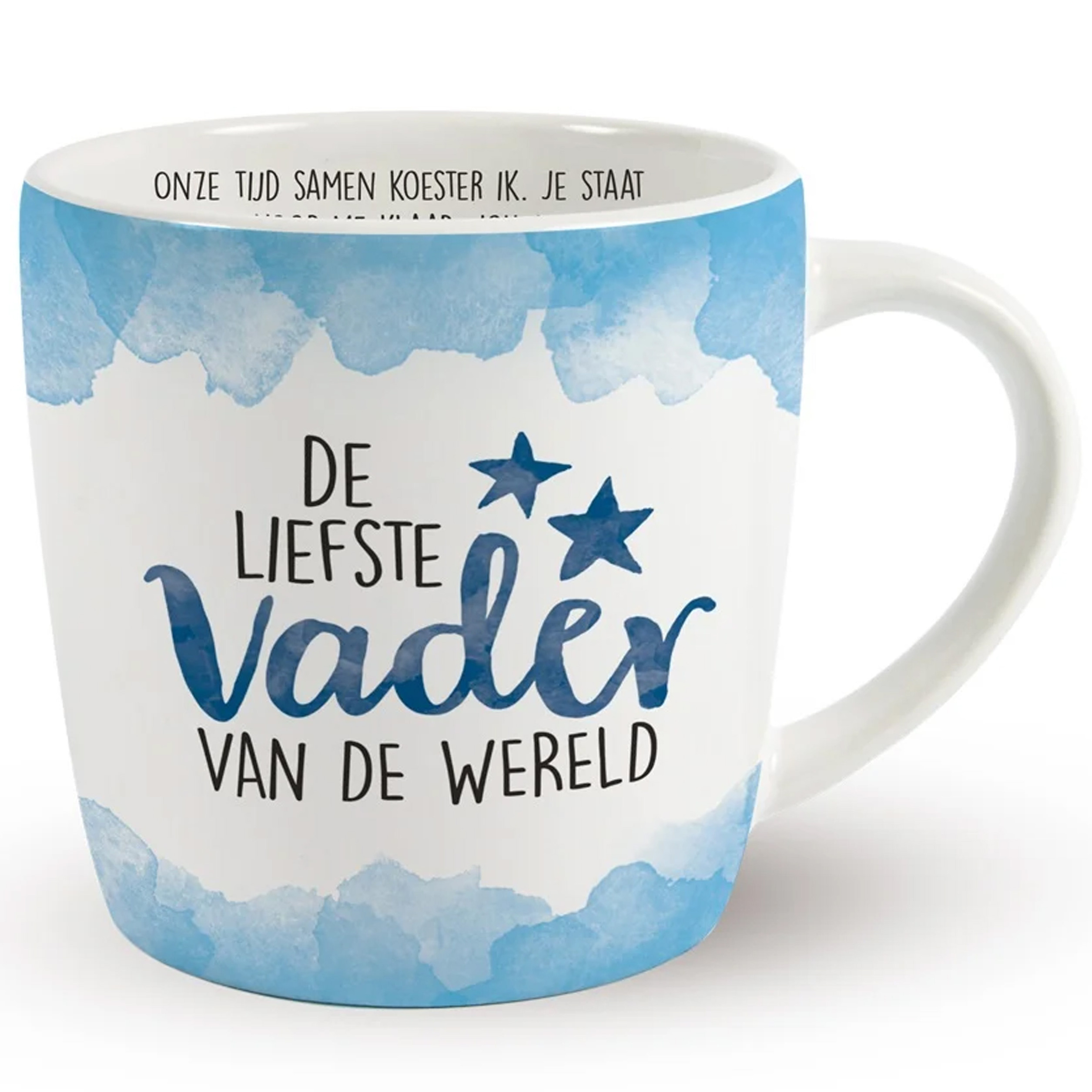 Cadeau koffie/thee mok vader - wit/blauw - lieve papa - porselein - Vaderdag