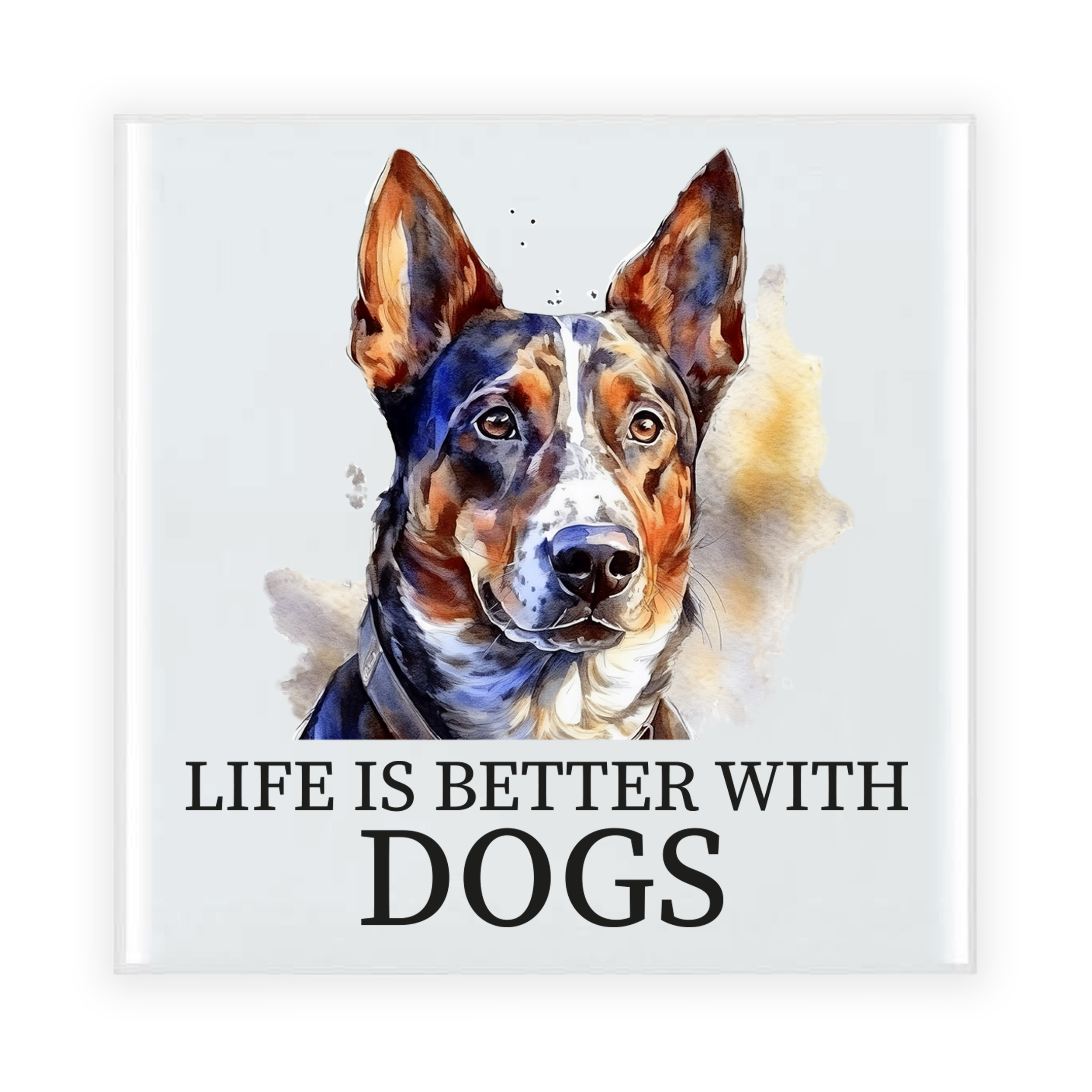 Cadeau tegel hondenliefhebber - Mechelse Herdershond - keramiek - waterverf - 15 x 15 cm