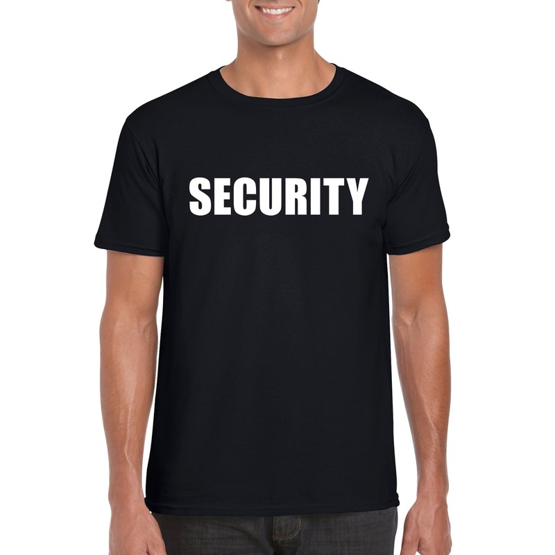 Security tekst t-shirt - zwart - heren - beveiliging - werkkleding