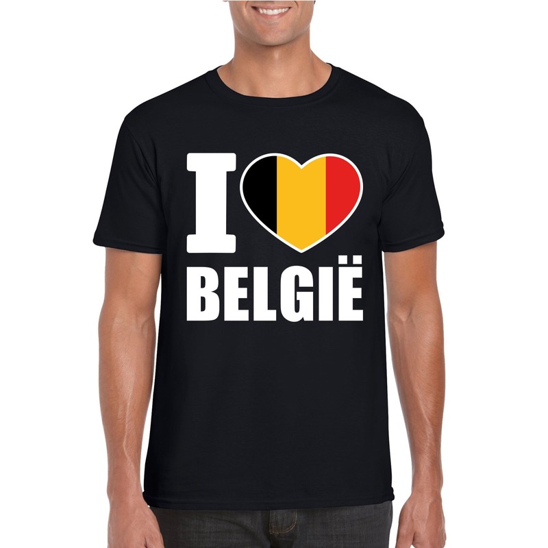 I love Belgie t-shirt - zwart - supporters - heren - landen - korte mouwen