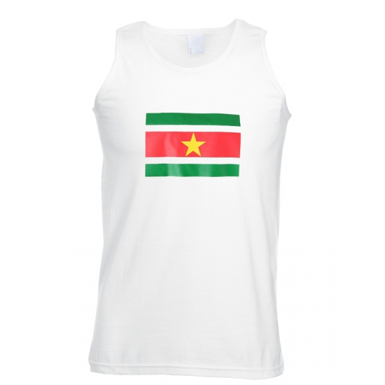 Witte tanktop met Suriname vlag print