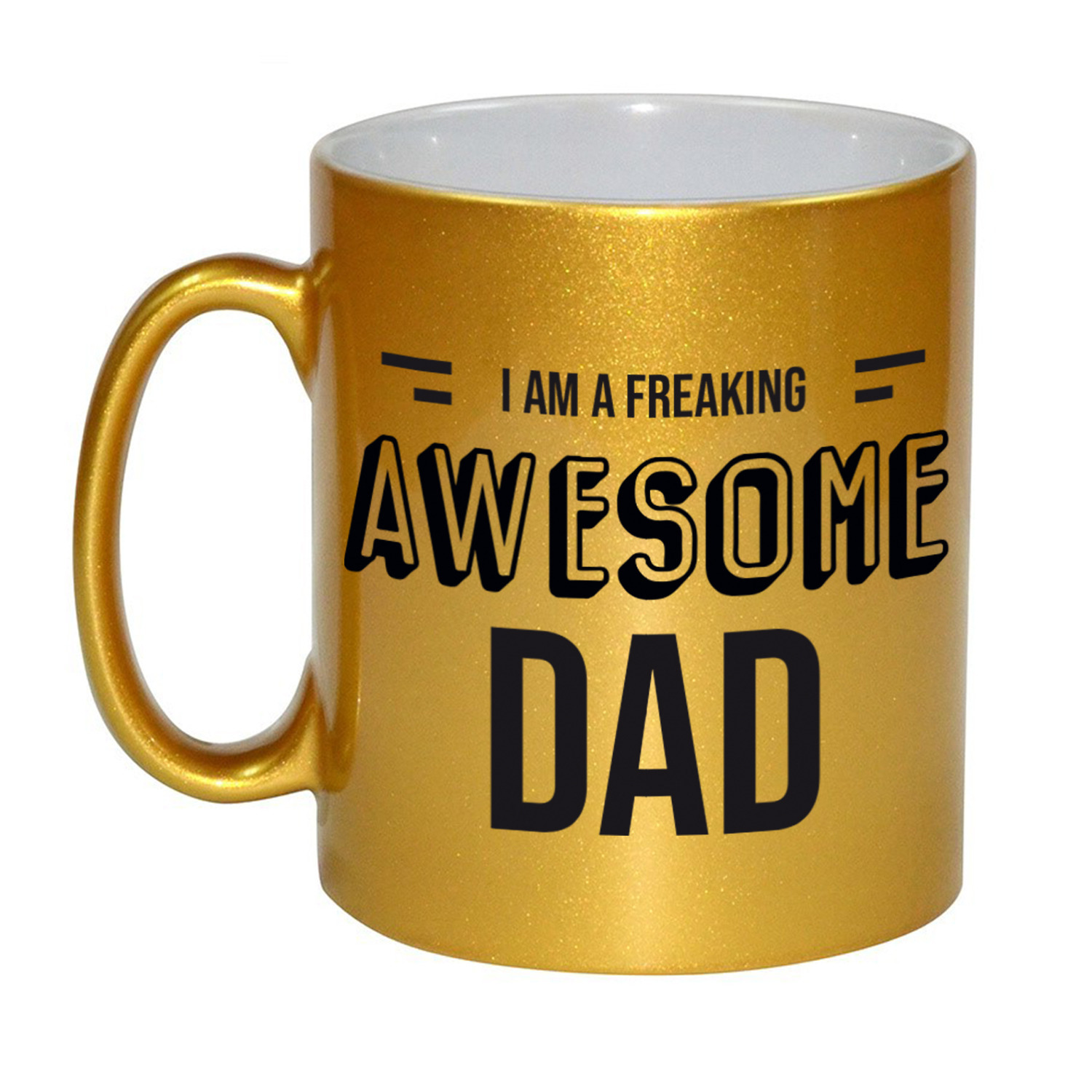 Vader cadeau gouden mok / beker I am a freaking awesome dad