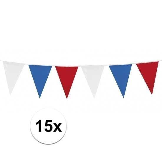Haza vlaggenlijnen Nederland - 15x - rood-wit-blauw - 10 meter - binnen en buiten