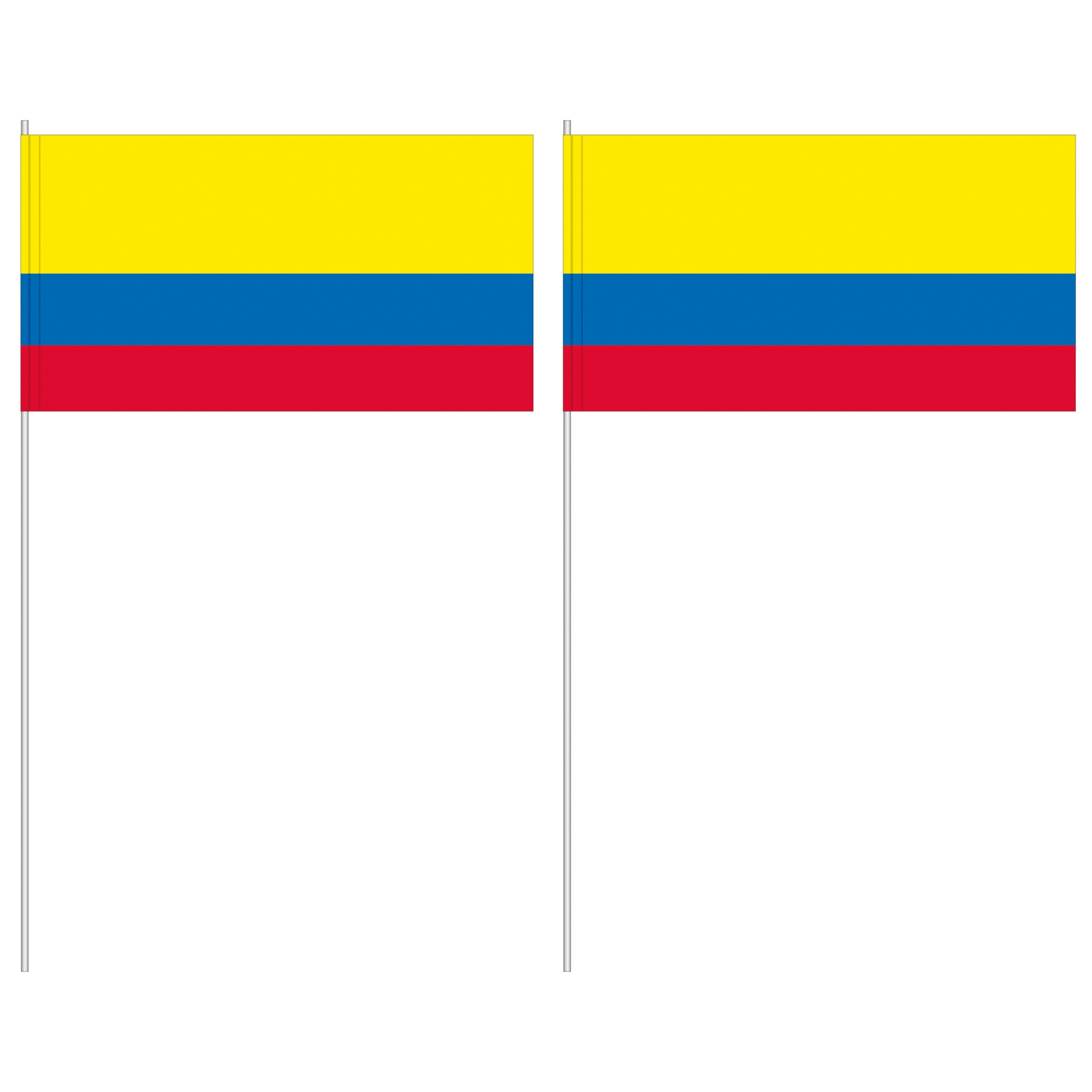 Zwaaivlaggetjes van vlag Colombia - op stokje - papier - 12 x 24 cm - landen - handvlaggetjes