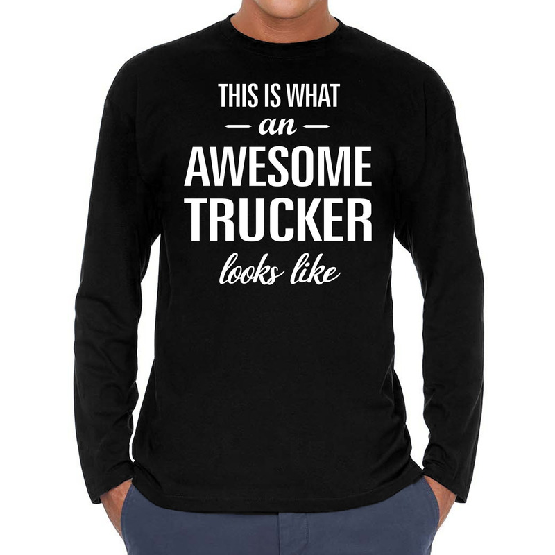 Awesome trucker / vrachtwagenchauffeur cadeau t-shirt long sleev
