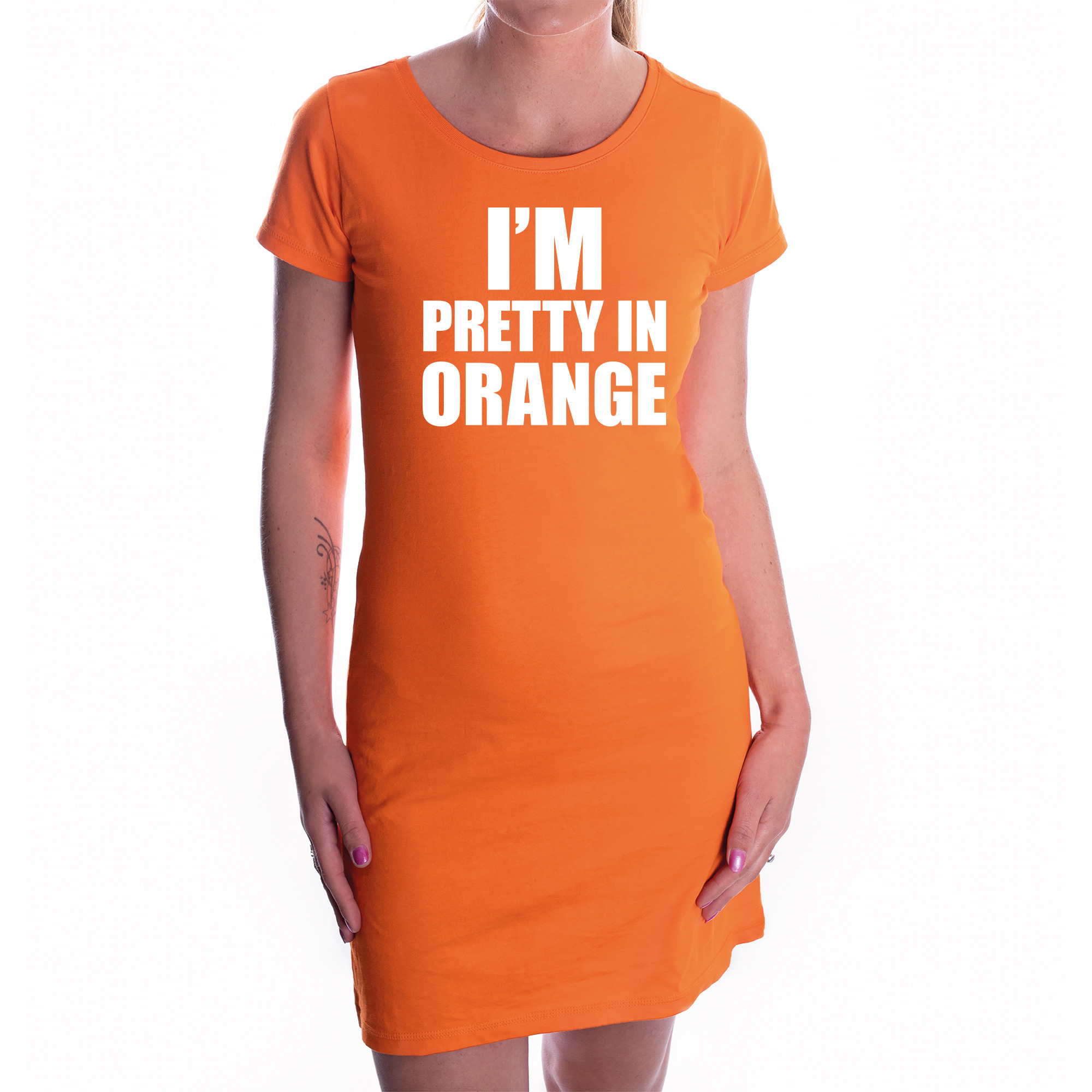 I'm pretty in orange jurkje oranje dames