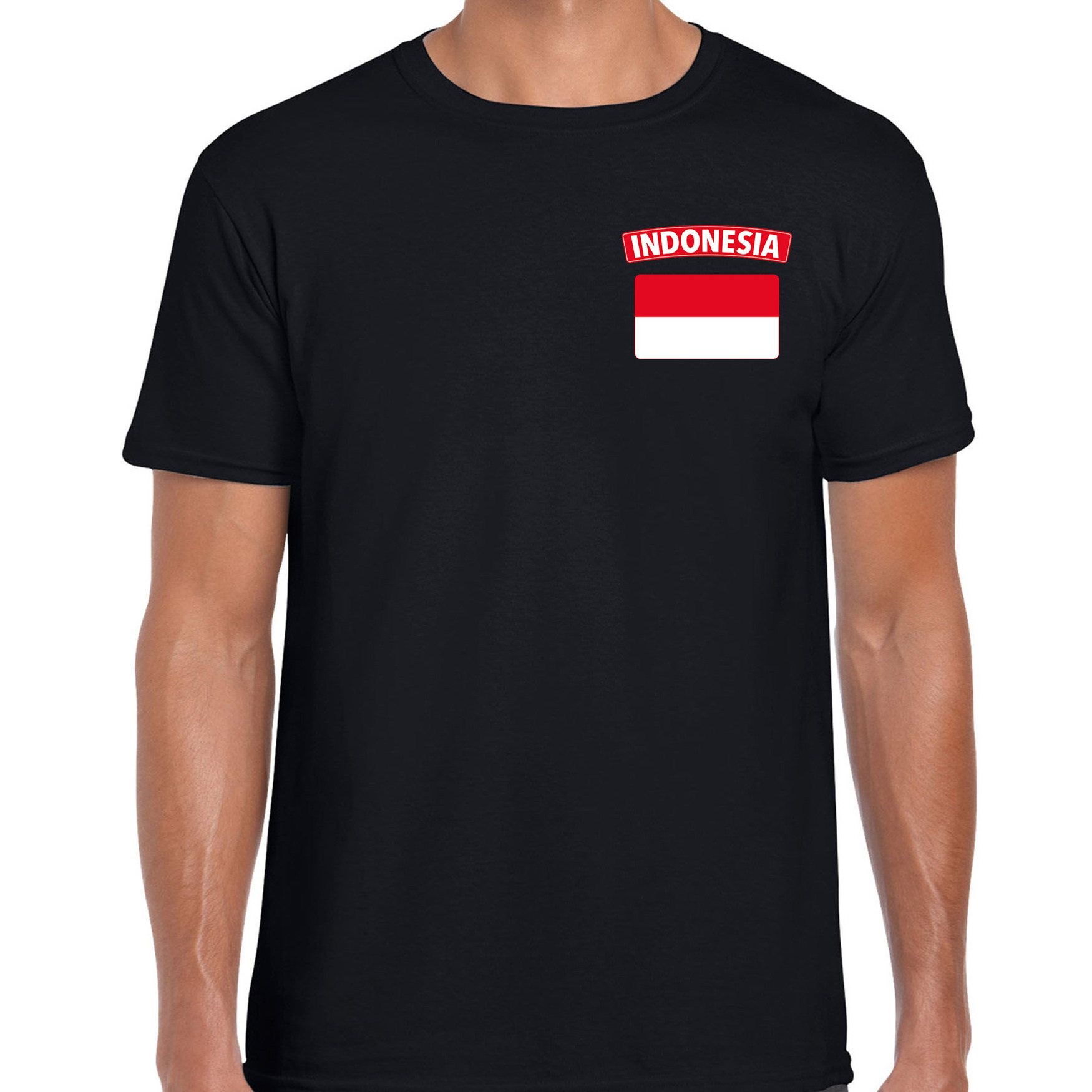 Indonesia t-shirt met vlag Indonesie zwart op borst voor heren