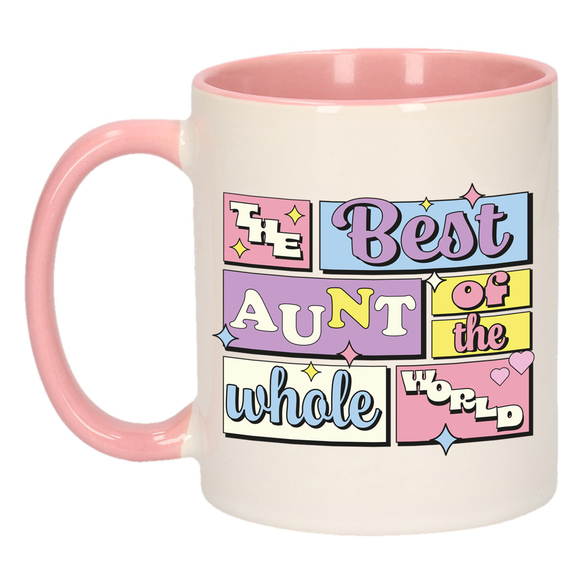 Cadeau koffie/thee mok - de beste tante - van de wereld - roze - 300 ml - keramiek