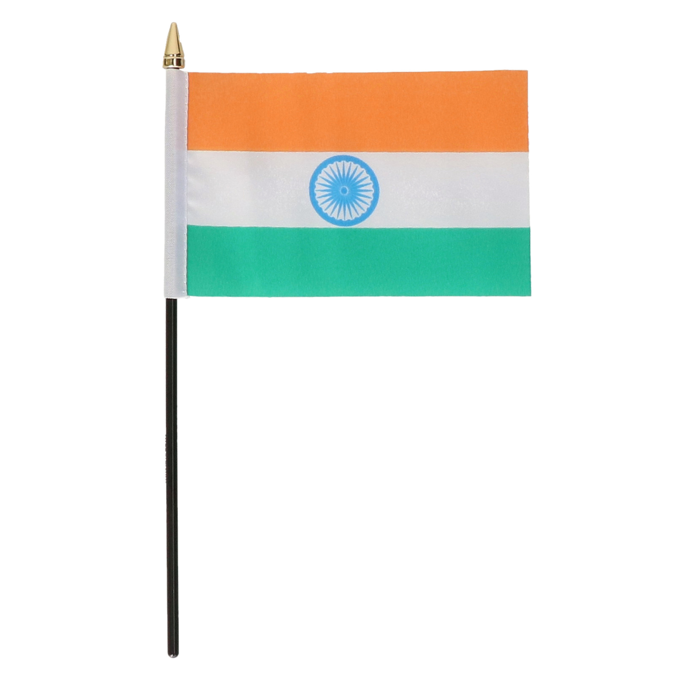 India - mini vlaggetje van 10 x 15 cm op stokje - Landen vlag - H27 cm