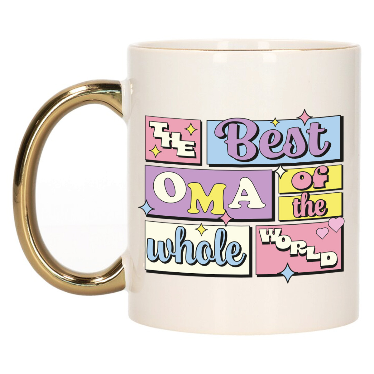 Cadeau koffie/thee mok - de beste oma - van de wereld - goud - 300 ml - keramiek