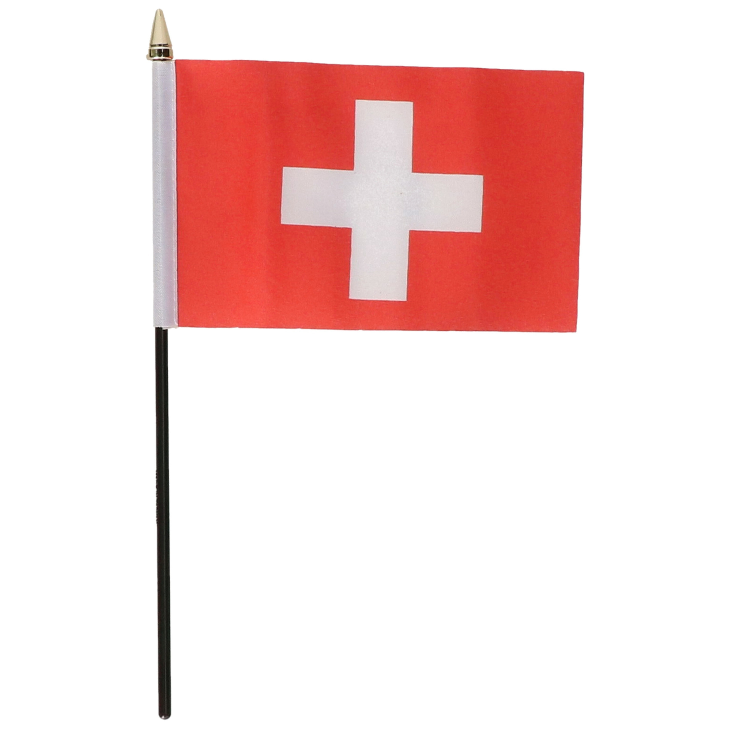 Zwitserland - mini vlaggetje van 10 x 15 cm op stokje - Landen vlag - H27 cm