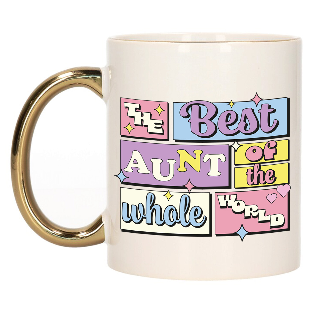 Cadeau koffie/thee mok - de beste tante - van de wereld - goud - 300 ml - keramiek