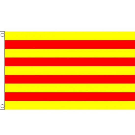 Vlag van Catalonie - Spaans - 90 x 150 cm - polyester - met ophangringen