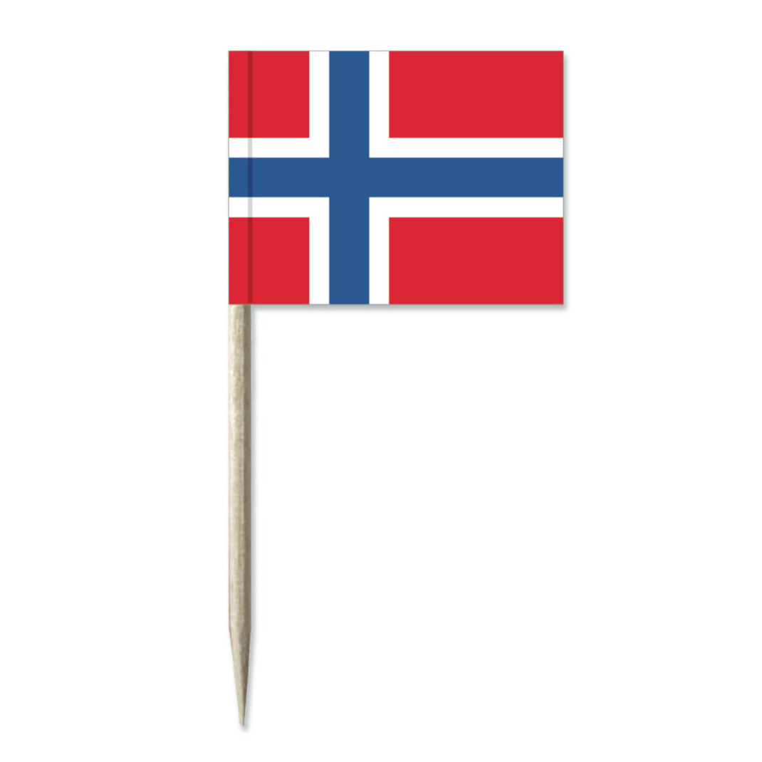 Noorwegen cocktailprikkers - 8 cm - 50x stuks - mini vlaggetjes - landen decoraties