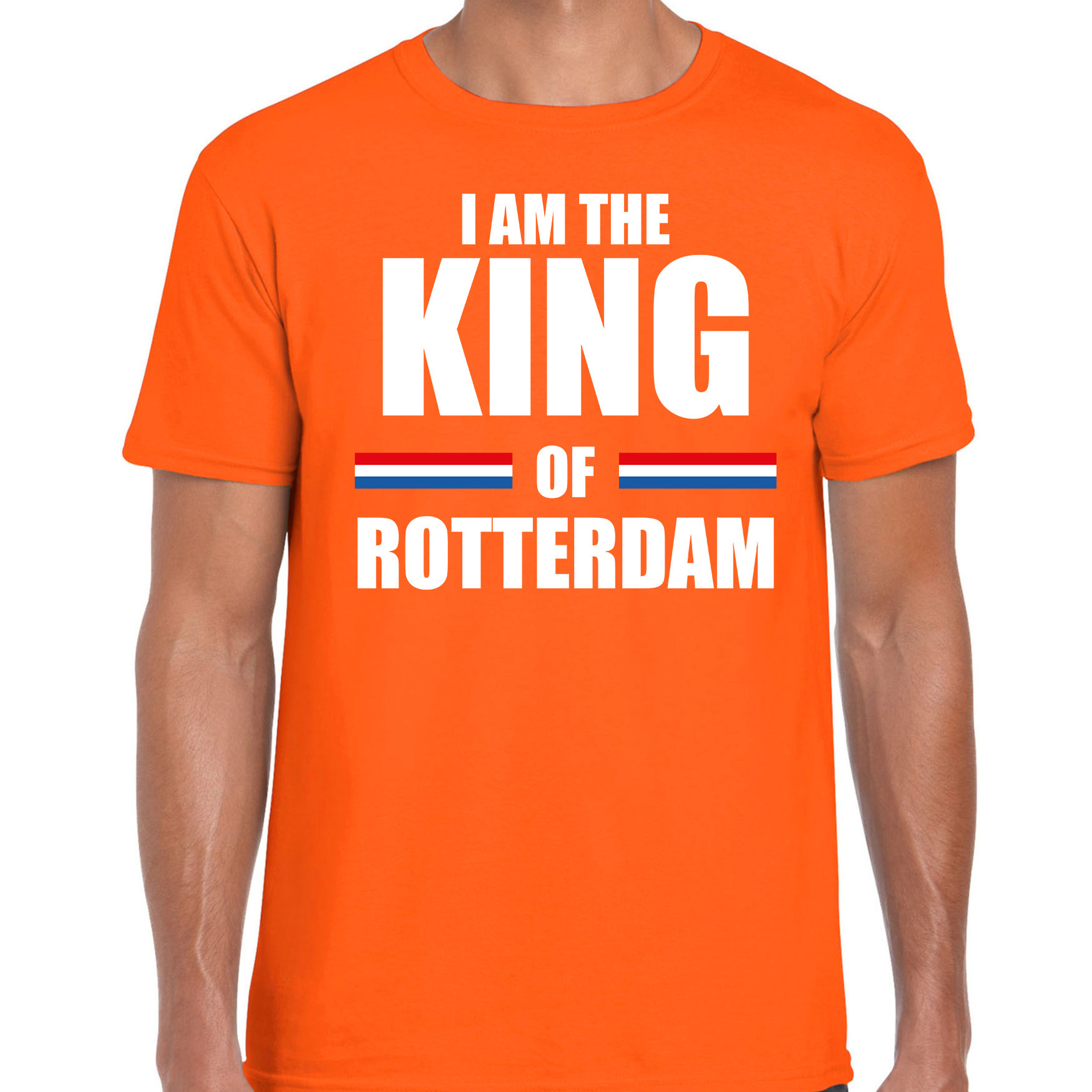 Koningsdag t-shirt I am the King of Rotterdam oranje voor heren