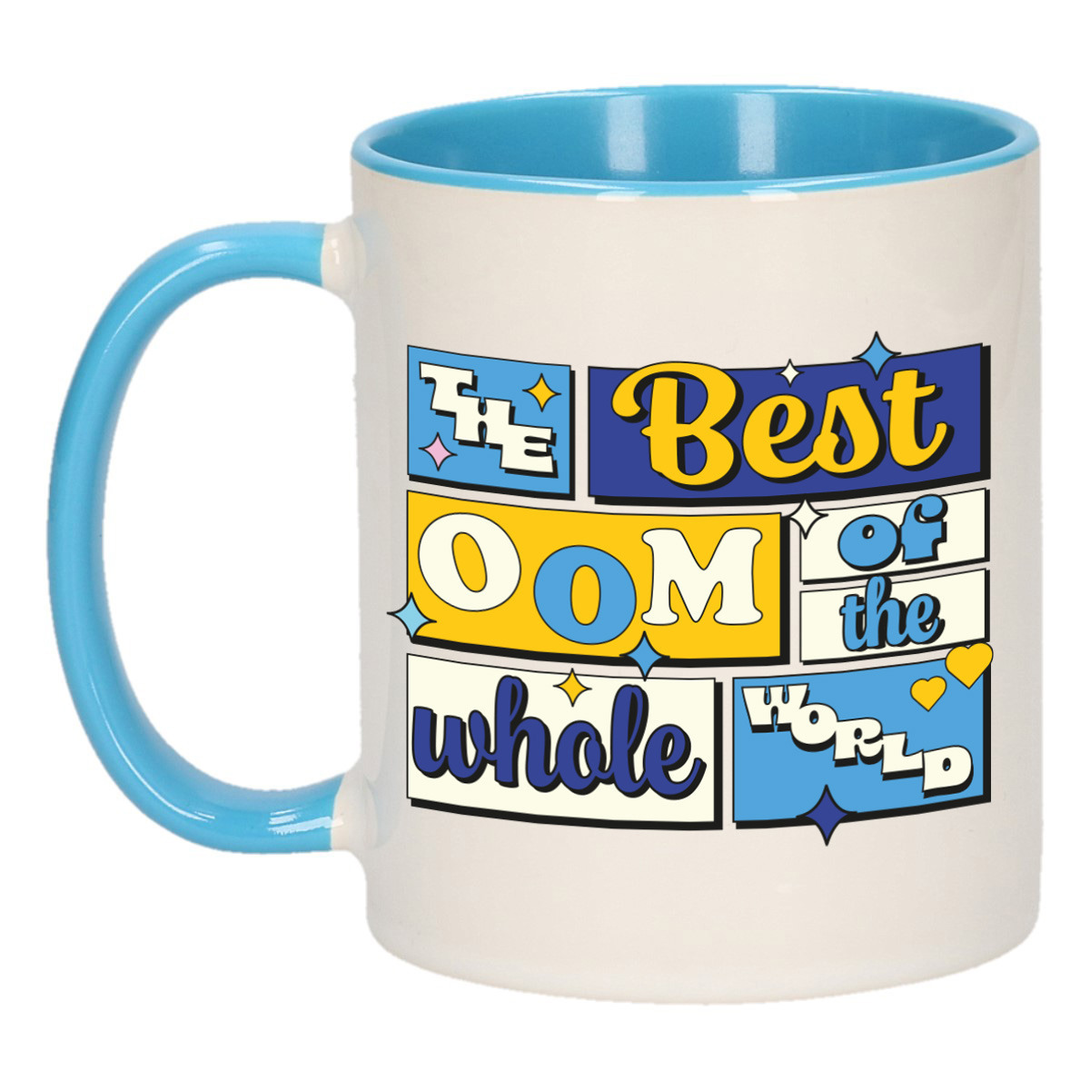 Cadeau koffie/thee mok - de beste oom - van de wereld - blauw - 300 ml - keramiek