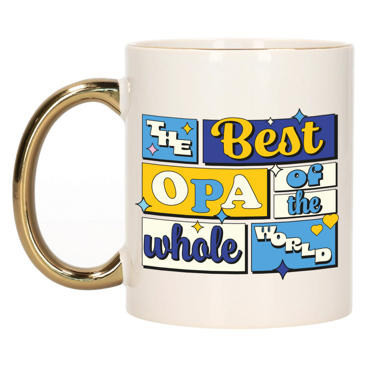 Cadeau koffie/thee mok - de beste opa - van de wereld - goud - 300 ml - keramiek