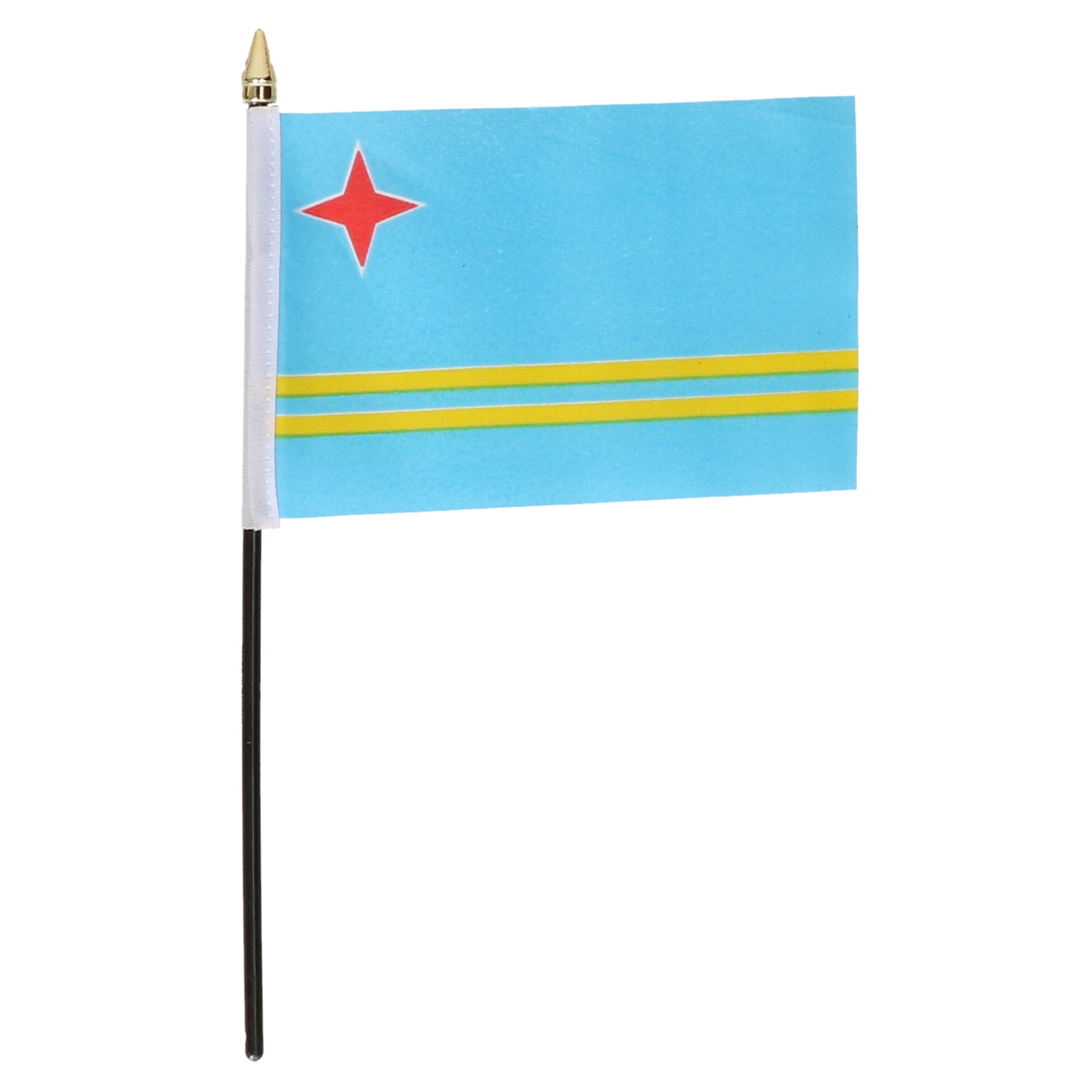 Aruba - mini vlaggetje van 10 x 15 cm op stokje - Landen vlag - H27 cm