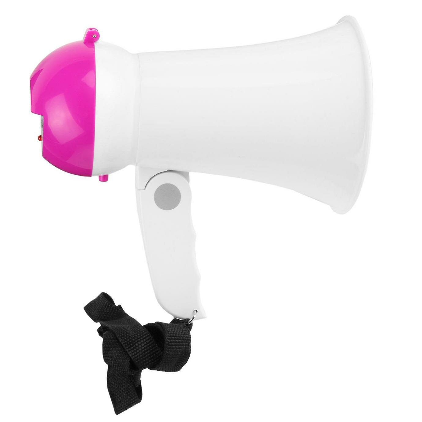 Megafoon - mini model - kunststof - 16 x 10 cm - wit/roze - aandacht / supporters