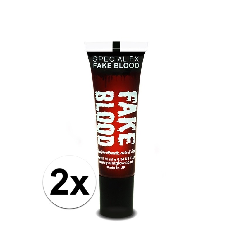 Paint Glow Nep bloed - 2x - schmink/make up tube - 11 ml - Halloween/Horror
