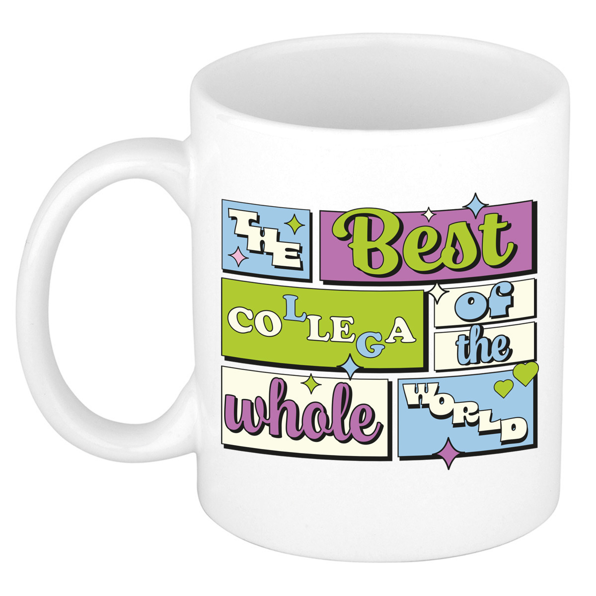 Cadeau koffie/thee mok - de beste collega - van de wereld - wit - 300 ml - keramiek