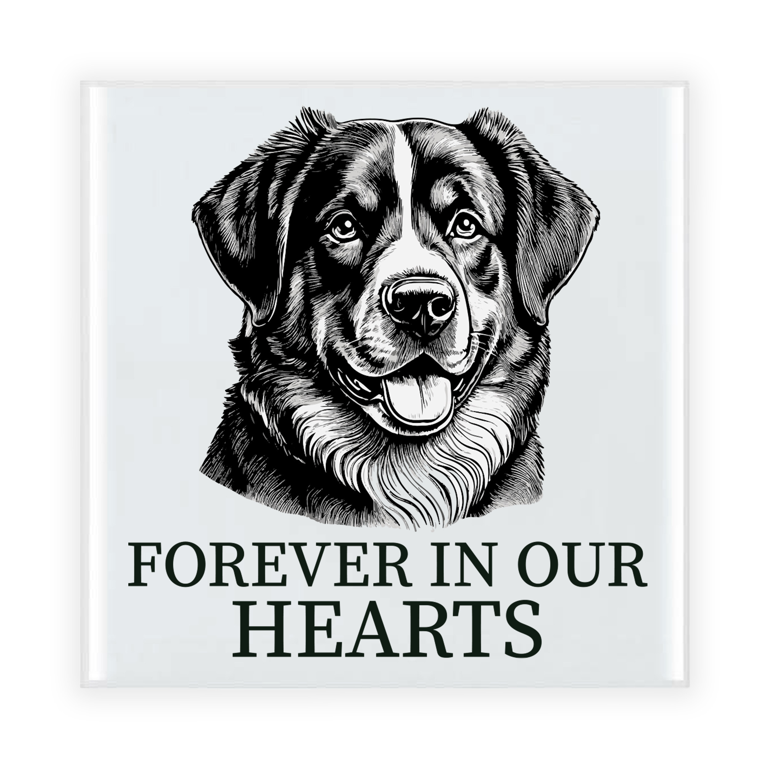 Herdenkings cadeau tegel - hondenliefhebber - Benner Senner hond - zwart/wit - keramiek - 15 x 15 cm