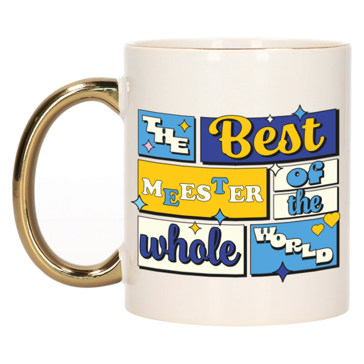Cadeau koffie/thee mok - de beste meester - van de wereld - goud - 300 ml - keramiek