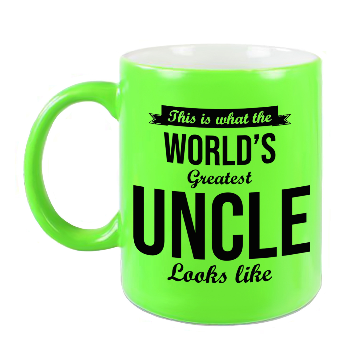 Oom cadeau mok / beker neon groen This is what the Worlds Greatest Uncle looks like